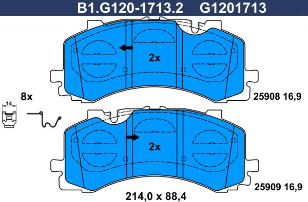 Galfer B1.G120-1713.2 - Гальмівні колодки, дискові гальма autozip.com.ua