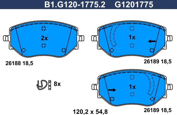 Galfer B1.G120-1775.2 - Гальмівні колодки, дискові гальма autozip.com.ua