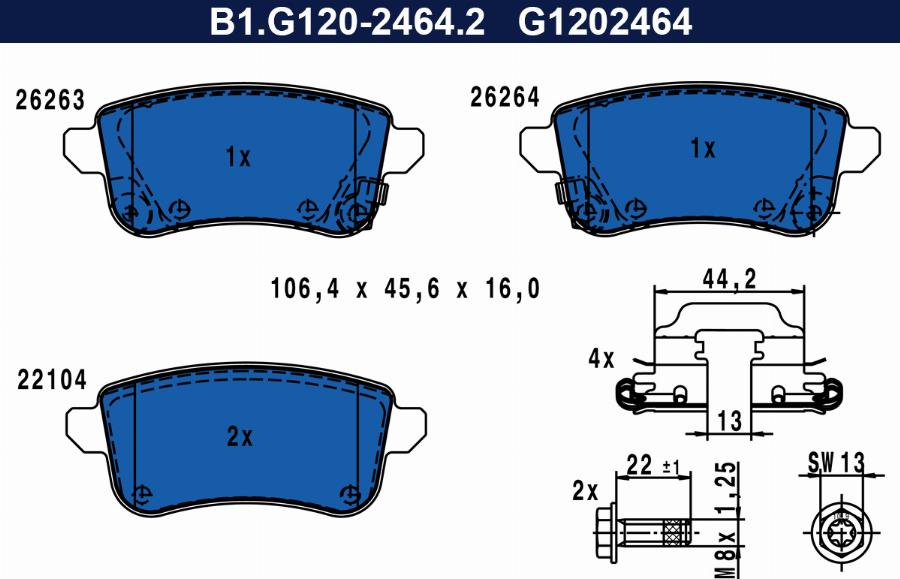 Galfer B1.G120-2464.2 - Гальмівні колодки, дискові гальма autozip.com.ua