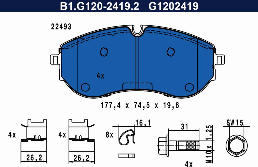 Galfer B1.G120-2419.2 - Гальмівні колодки, дискові гальма autozip.com.ua