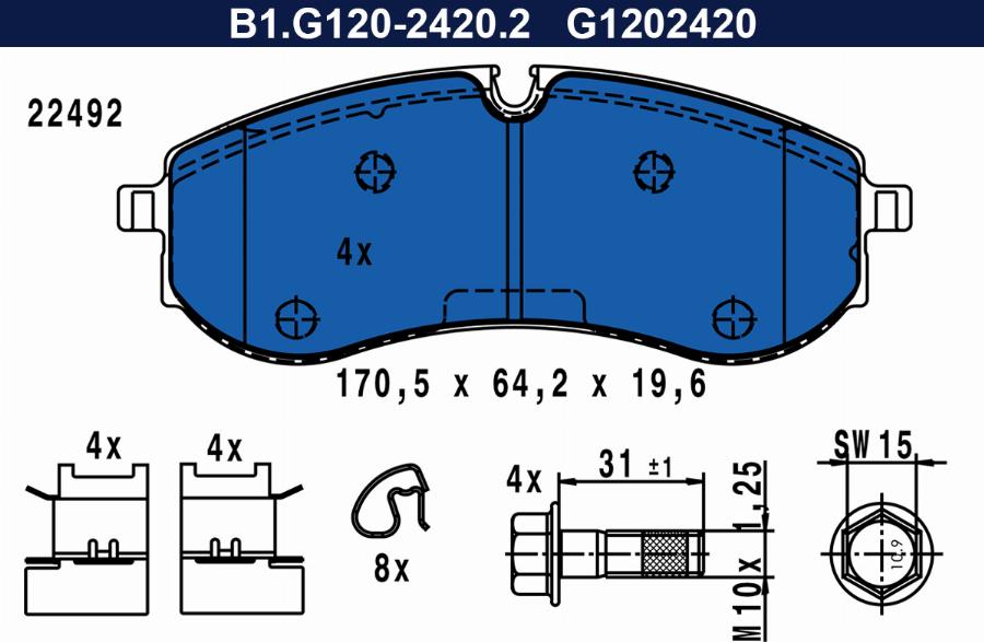 Galfer B1.G120-2420.2 - Гальмівні колодки, дискові гальма autozip.com.ua