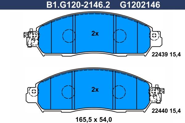 Galfer B1.G120-2146.2 - Гальмівні колодки, дискові гальма autozip.com.ua