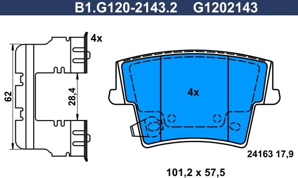 Galfer B1.G120-2143.2 - Гальмівні колодки, дискові гальма autozip.com.ua