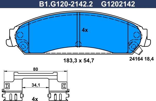 Galfer B1.G120-2142.2 - Гальмівні колодки, дискові гальма autozip.com.ua