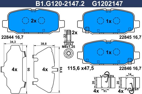 Galfer B1.G120-2147.2 - Гальмівні колодки, дискові гальма autozip.com.ua