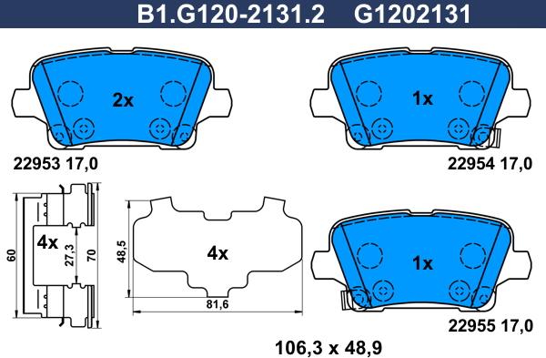 Galfer B1.G120-2131.2 - Гальмівні колодки, дискові гальма autozip.com.ua