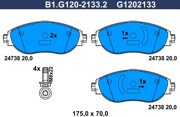 Galfer B1.G120-2133.2 - Гальмівні колодки, дискові гальма autozip.com.ua