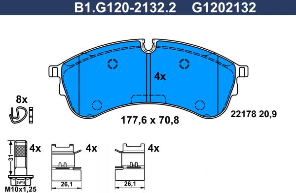 Galfer B1.G120-2132.2 - Гальмівні колодки, дискові гальма autozip.com.ua