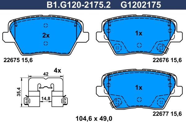 Galfer B1.G120-2175.2 - Гальмівні колодки, дискові гальма autozip.com.ua