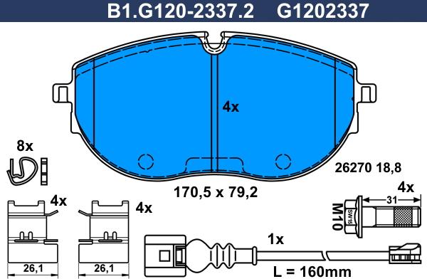 Galfer B1.G120-2337.2 - Гальмівні колодки, дискові гальма autozip.com.ua