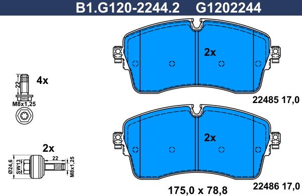 Galfer B1.G120-2244.2 - Гальмівні колодки, дискові гальма autozip.com.ua