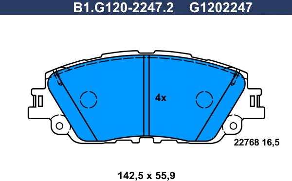 Galfer B1.G120-2247.2 - Гальмівні колодки, дискові гальма autozip.com.ua