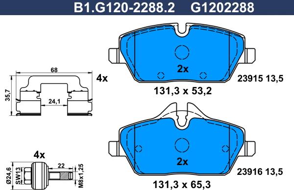 Galfer B1.G120-2288.2 - Гальмівні колодки, дискові гальма autozip.com.ua