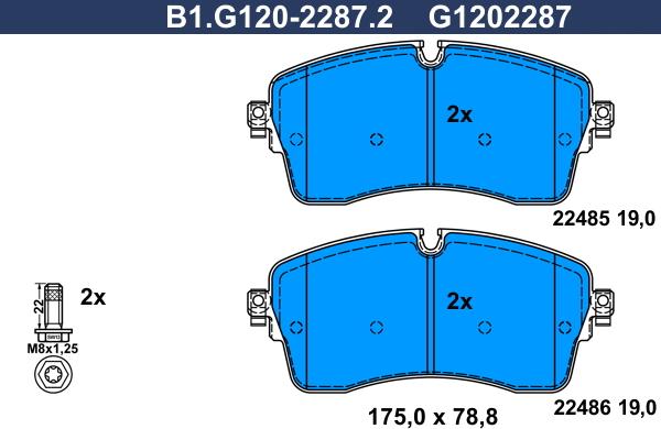 Galfer B1.G120-2287.2 - Гальмівні колодки, дискові гальма autozip.com.ua