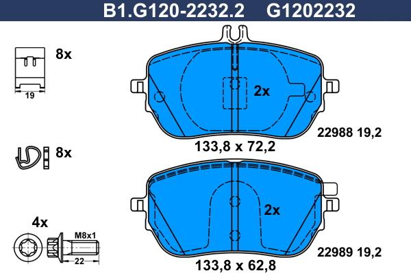 Galfer B1.G120-2232.2 - Гальмівні колодки, дискові гальма autozip.com.ua