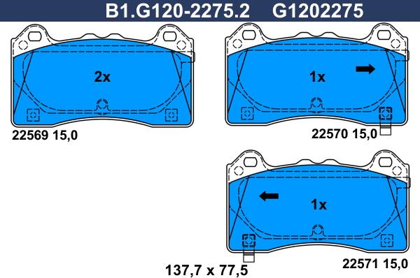 Galfer B1.G120-2275.2 - Гальмівні колодки, дискові гальма autozip.com.ua