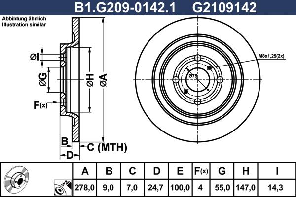 Galfer B1.G209-0142.1 - Гальмівний диск autozip.com.ua