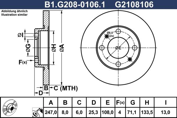 Galfer B1.G208-0106.1 - Гальмівний диск autozip.com.ua