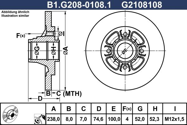 Galfer B1.G208-0108.1 - Гальмівний диск autozip.com.ua