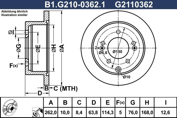 Galfer B1.G210-0362.1 - Гальмівний диск autozip.com.ua