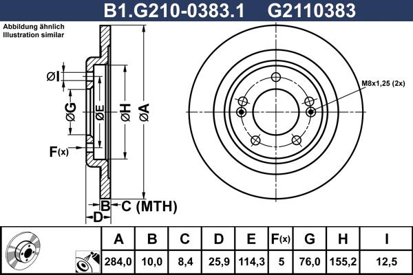 Galfer B1.G210-0383.1 - Гальмівний диск autozip.com.ua