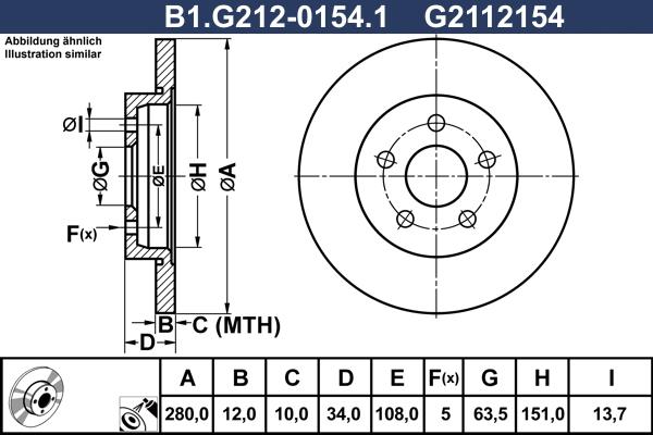 Galfer B1.G212-0154.1 - Гальмівний диск autozip.com.ua