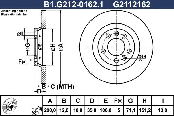 Galfer B1.G212-0162.1 - Гальмівний диск autozip.com.ua