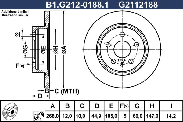 Galfer B1.G212-0188.1 - Гальмівний диск autozip.com.ua