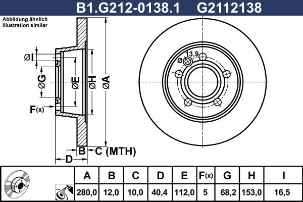 Galfer B1.G212-0138.1 - Гальмівний диск autozip.com.ua