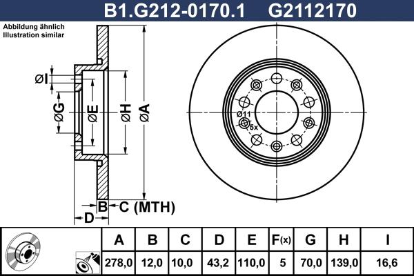 Galfer B1.G212-0170.1 - Гальмівний диск autozip.com.ua