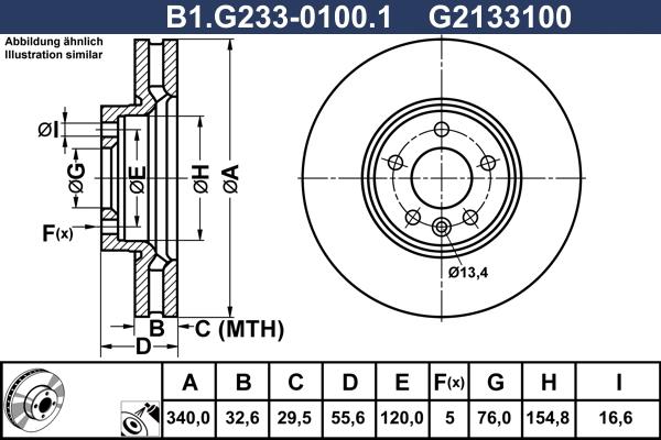Galfer B1.G233-0100.1 - Гальмівний диск autozip.com.ua