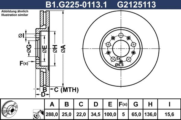 Galfer B1.G225-0113.1 - Гальмівний диск autozip.com.ua