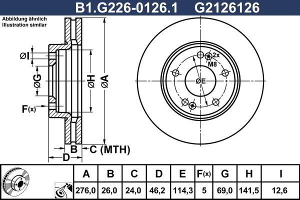Galfer B1.G226-0126.1 - Гальмівний диск autozip.com.ua