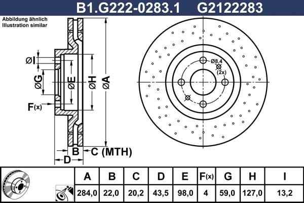 Galfer B1.G222-0283.1 - Гальмівний диск autozip.com.ua