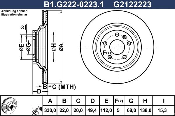 Galfer B1.G222-0223.1 - Гальмівний диск autozip.com.ua
