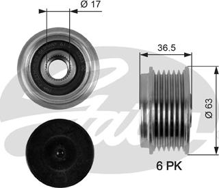 Gates OAP7051 - Ремінний шків, генератор autozip.com.ua