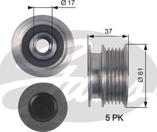 Gates OAP7145 - Ремінний шків, генератор autozip.com.ua