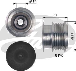 Gates OAP7150 - Ремінний шків, генератор autozip.com.ua