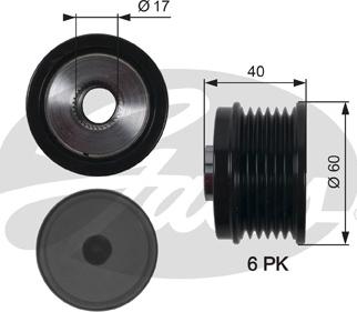 Gates OAP7153 - Ремінний шків, генератор autozip.com.ua