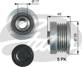 Gates OAP7163 - Ремінний шків, генератор autozip.com.ua