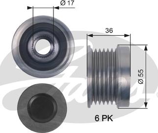 Gates OAP7138 - Ремінний шків, генератор autozip.com.ua