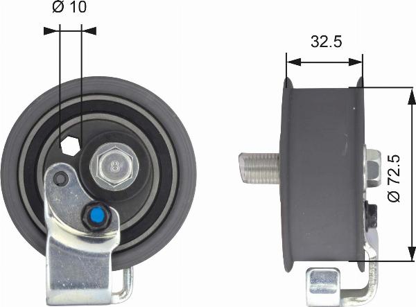 GATES T43065 - Натяжний ролик, ремінь ГРМ autozip.com.ua