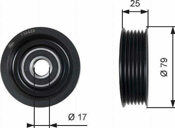 GATES T36420 - Паразитний / провідний ролик, поліклиновий ремінь autozip.com.ua