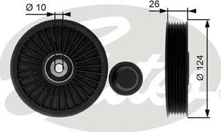 Gates T36216 - Паразитний / провідний ролик, поліклиновий ремінь autozip.com.ua