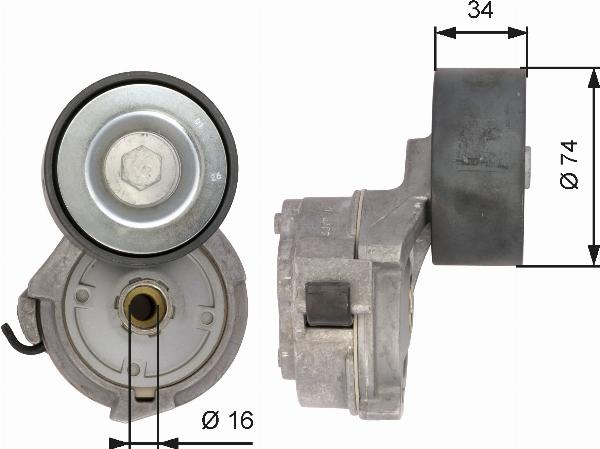 GATES T38559 - Натягувач ременя, клинові зуб. autozip.com.ua