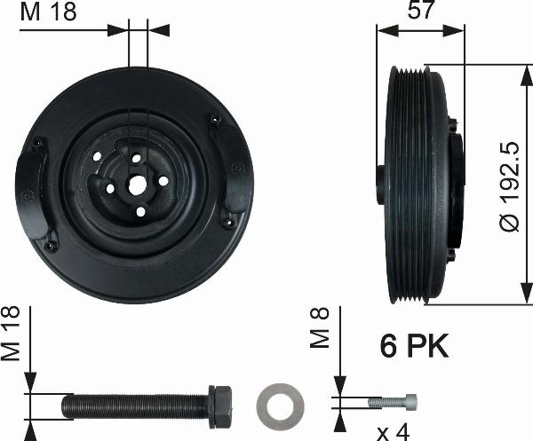 GATES TVD1033A - Ремінний шків, колінчастий вал autozip.com.ua