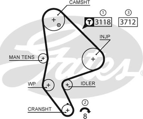 GATES-AU T1520 - Ремінь ГРМ autozip.com.ua