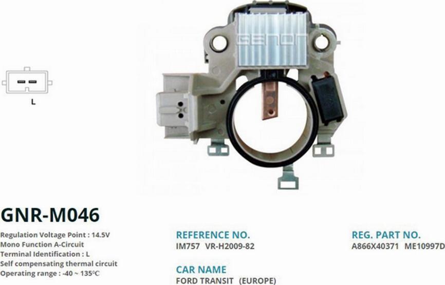 Genon GNR-M046 - Регулятор напруги генератора autozip.com.ua