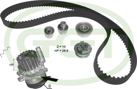 GGT KPA20100 - Водяний насос + комплект зубчатого ременя autozip.com.ua