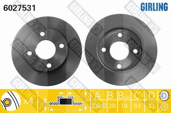 Girling 6410972 - Комплект гальм, дисковий гальмівний механізм autozip.com.ua